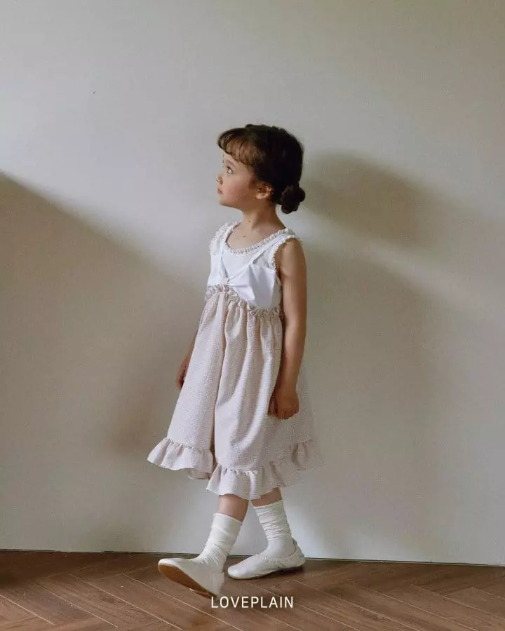 Loveplain - Korean Children Fashion - #kidsstore - Ribbon Check One-piece - 6