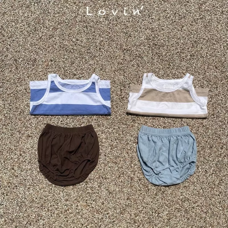 Lovin - Korean Baby Fashion - #babyfashion - Bebe Stripes Sleeveless Top Bottom Set