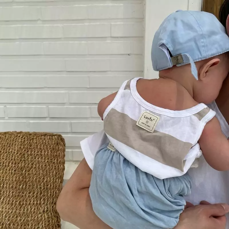 Lovin - Korean Baby Fashion - #onlinebabyshop - Bebe Stripes Sleeveless Top Bottom Set - 11