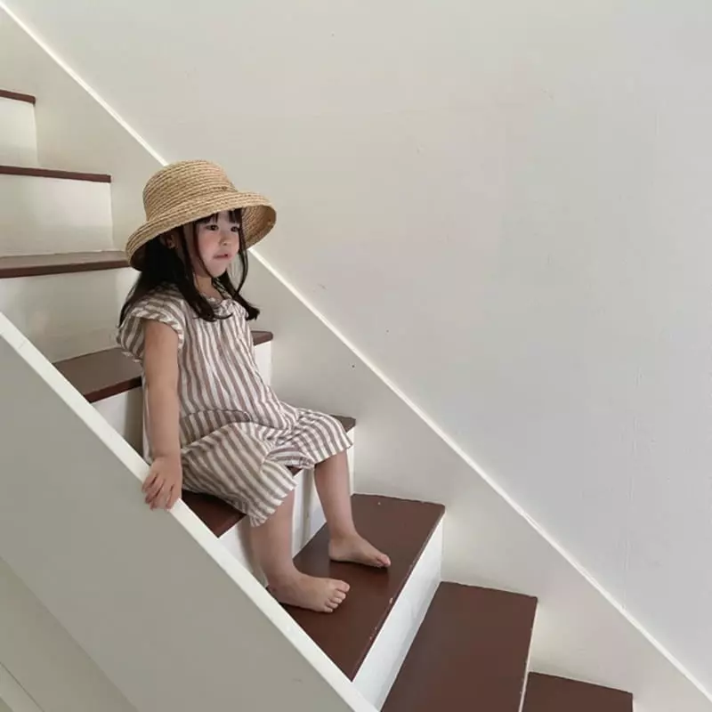 Lovin - Korean Children Fashion - #littlefashionista - Western Stripes Jumpsuit - 2
