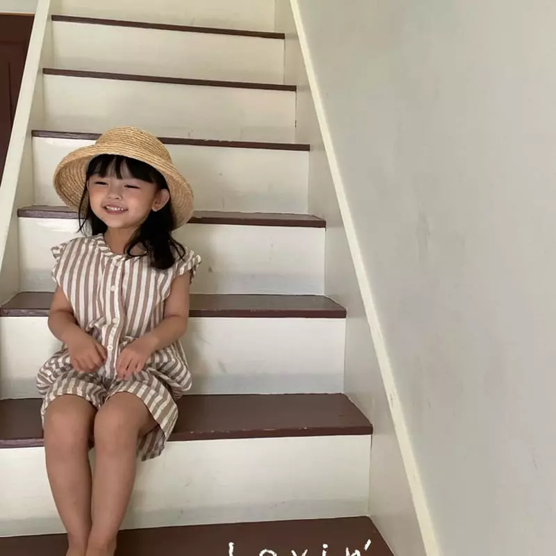 Lovin - Korean Children Fashion - #magicofchildhood - Western Stripes Jumpsuit - 3