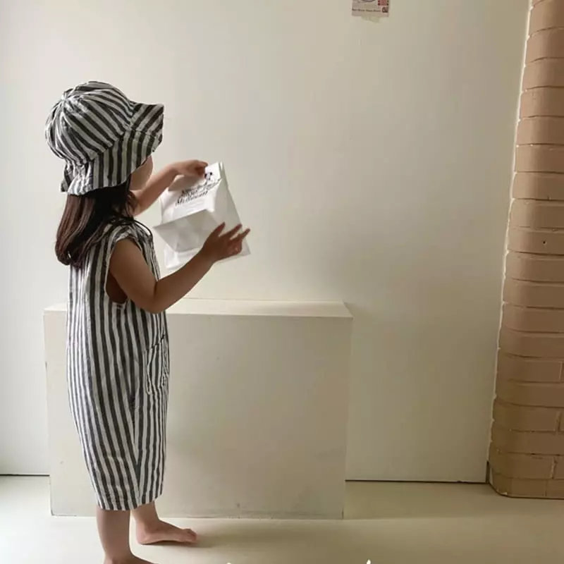 Lovin - Korean Children Fashion - #stylishchildhood - Western Stripes Jumpsuit - 8