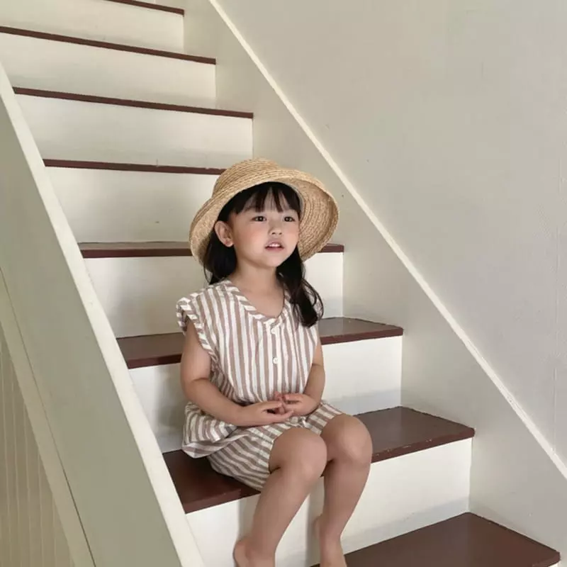 Lovin - Korean Children Fashion - #todddlerfashion - Western Stripes Jumpsuit - 6
