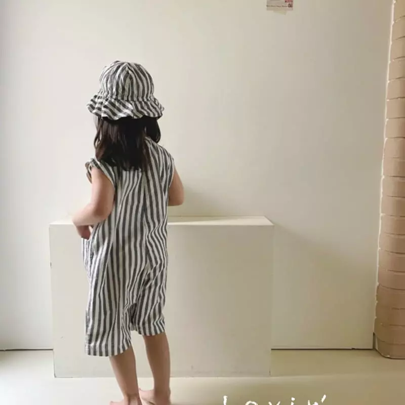 Lovin - Korean Children Fashion - #toddlerclothing - Western Stripes Jumpsuit - 7
