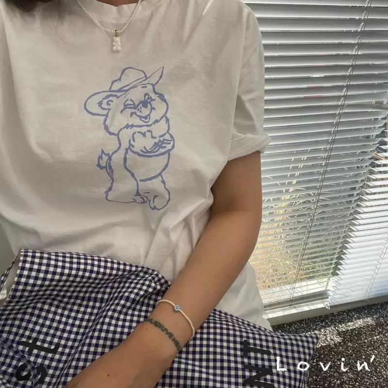 Lovin - Korean Women Fashion - #womensfashion - Mom Cow Bear Tee