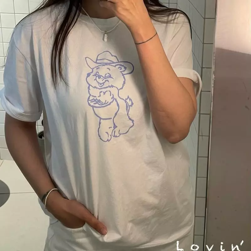Lovin - Korean Women Fashion - #womensfashion - Mom Cow Bear Tee - 5