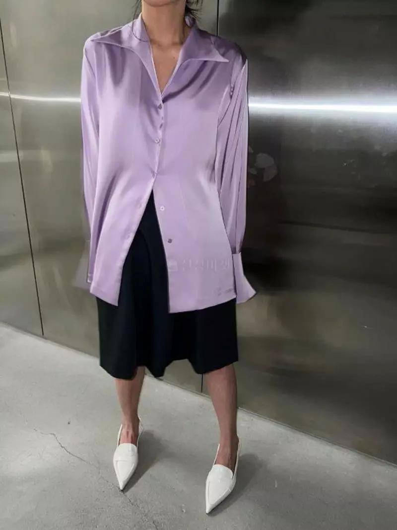 Maint - Korean Women Fashion - #momslook - Satin Shirt - 3