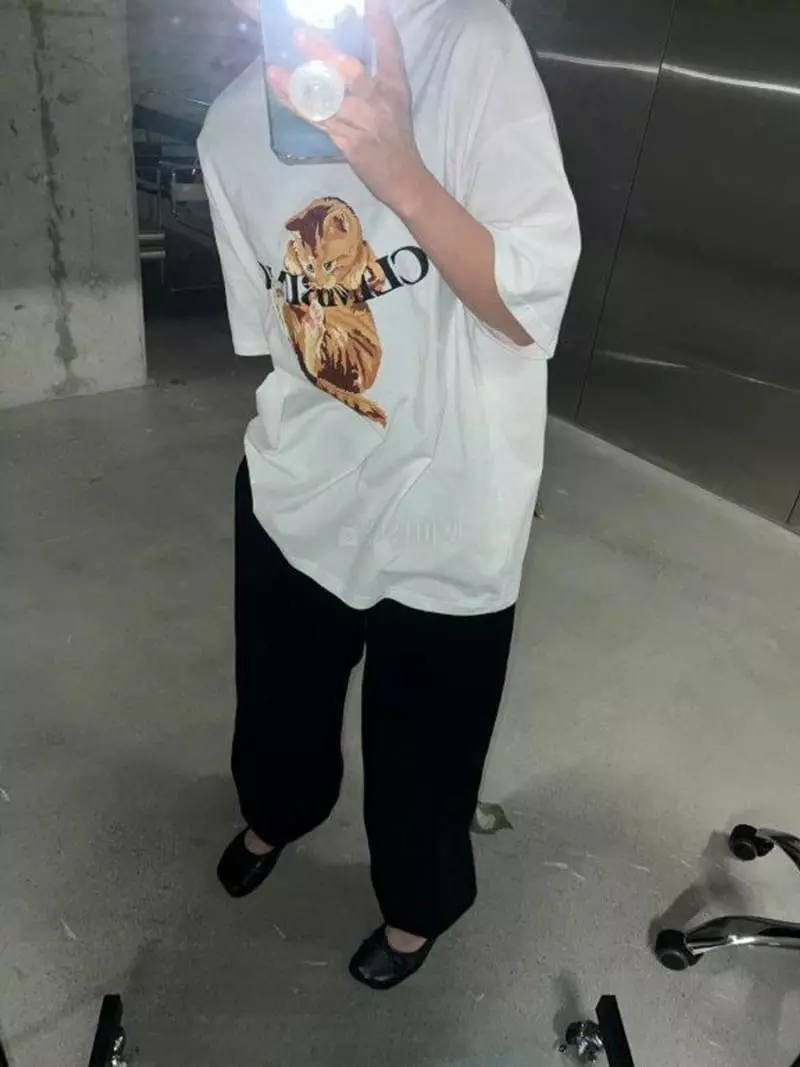 Maint - Korean Women Fashion - #momslook - Cat Tee - 2