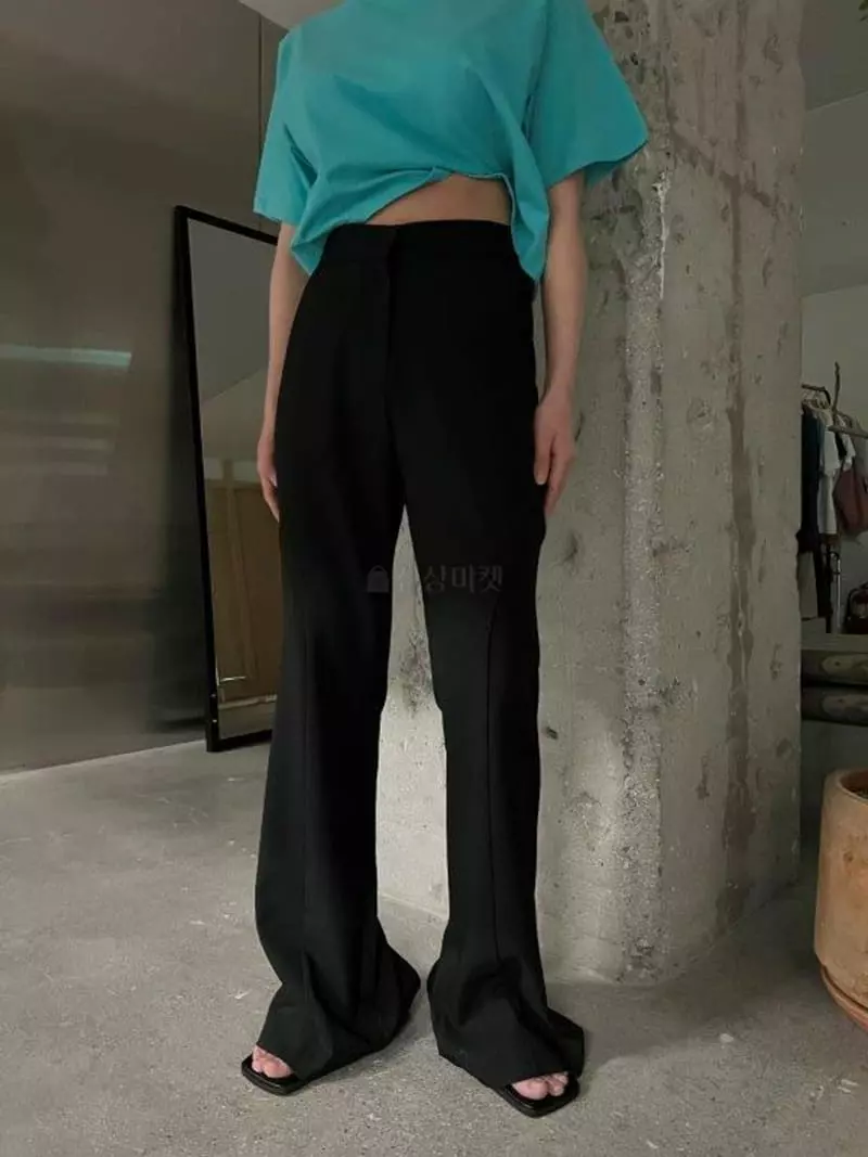 Maint - Korean Women Fashion - #vintageinspired - Slit Bootscut Pants