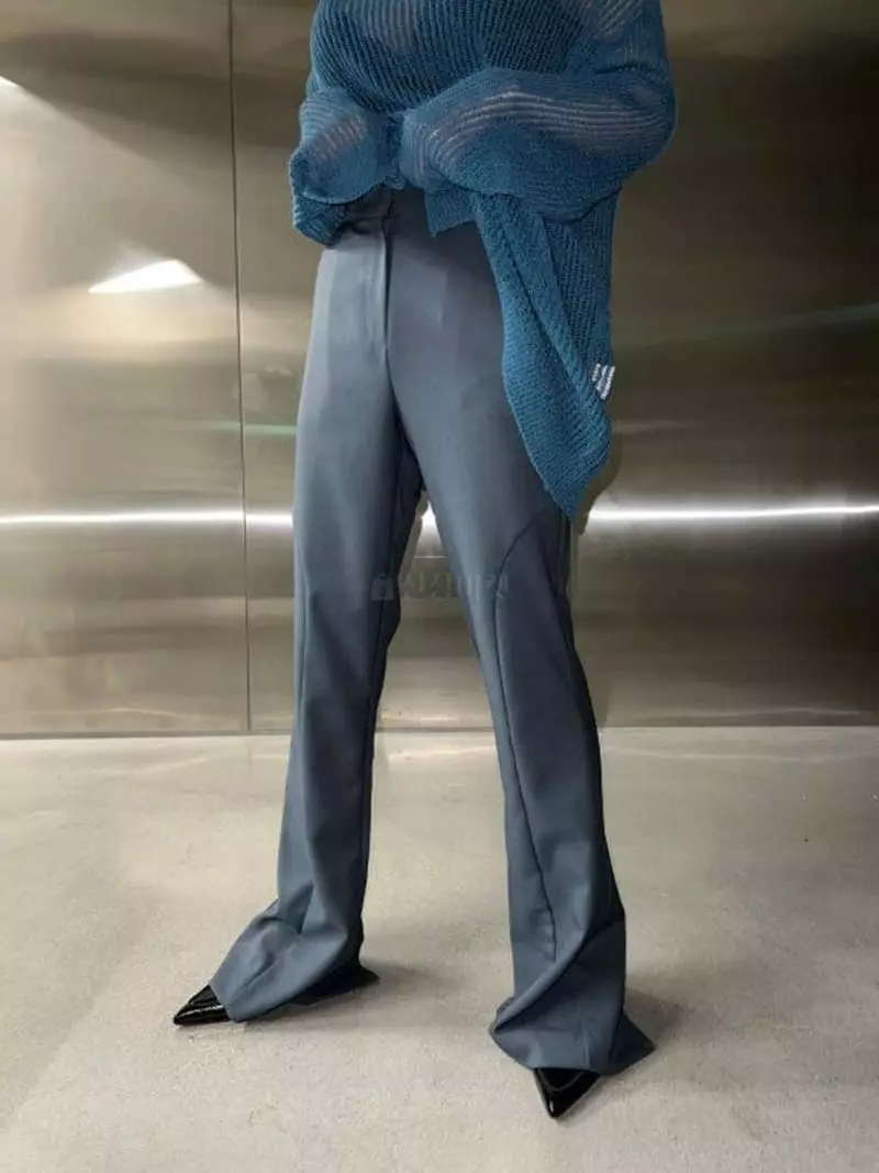 Maint - Korean Women Fashion - #vintagekidsstyle - Slit Bootscut Pants - 2