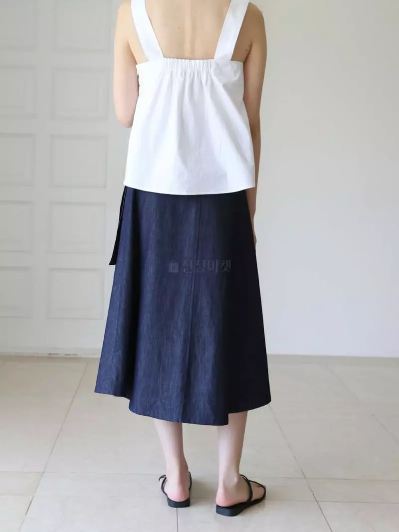 Majdan - Korean Women Fashion - #momslook - Denim Wrap Skirt - 4