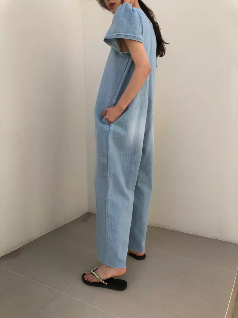 Matilda - Korean Women Fashion - #momslook - Denim Bodysuit - 3