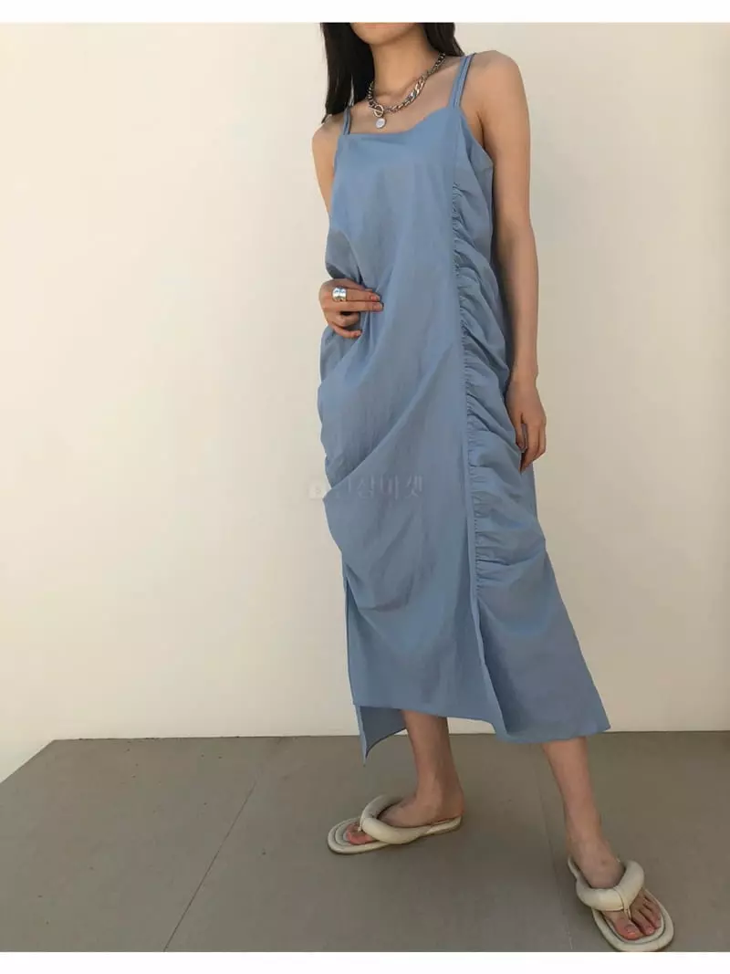 Matilda - Korean Women Fashion - #momslook - String Shirring One-piece - 3