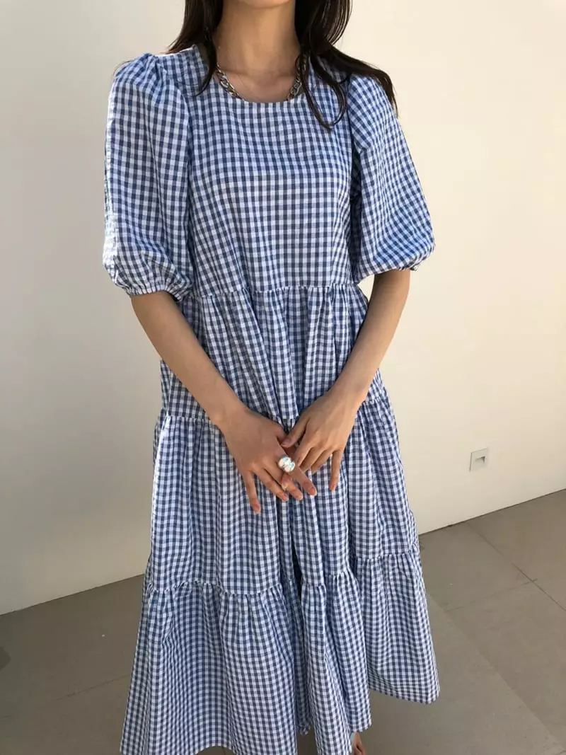 Matilda - Korean Women Fashion - #momslook - Grim Check One-piece - 2