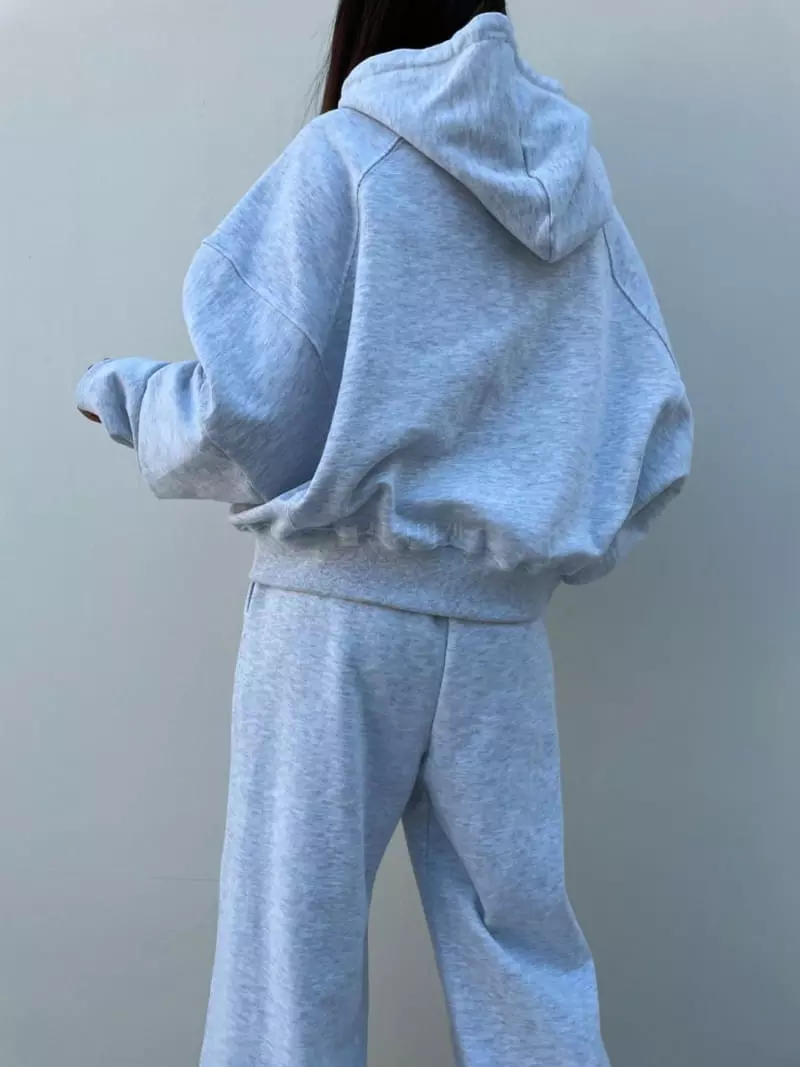 Matilda - Korean Women Fashion - #momslook - Puff Hoody Top Bottom Set - 3