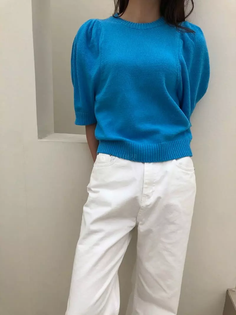 Matilda - Korean Women Fashion - #momslook - Sleeves Puff Knit - 3