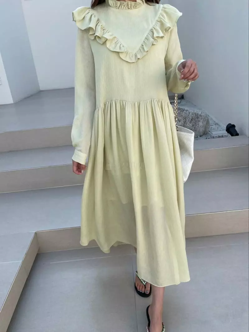 Matilda - Korean Women Fashion - #pursuepretty - V Shirring One-piece - 2