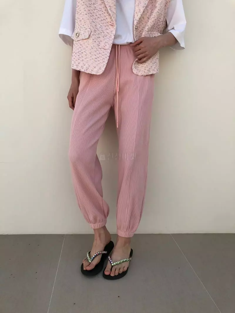 Matilda - Korean Women Fashion - #restrostyle - Waffle Pants - 2
