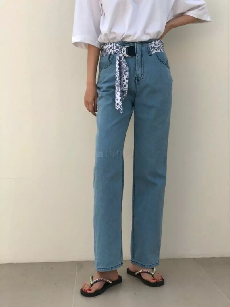 Matilda - Korean Women Fashion - #romanticstyle - Buckle Jeans - 2