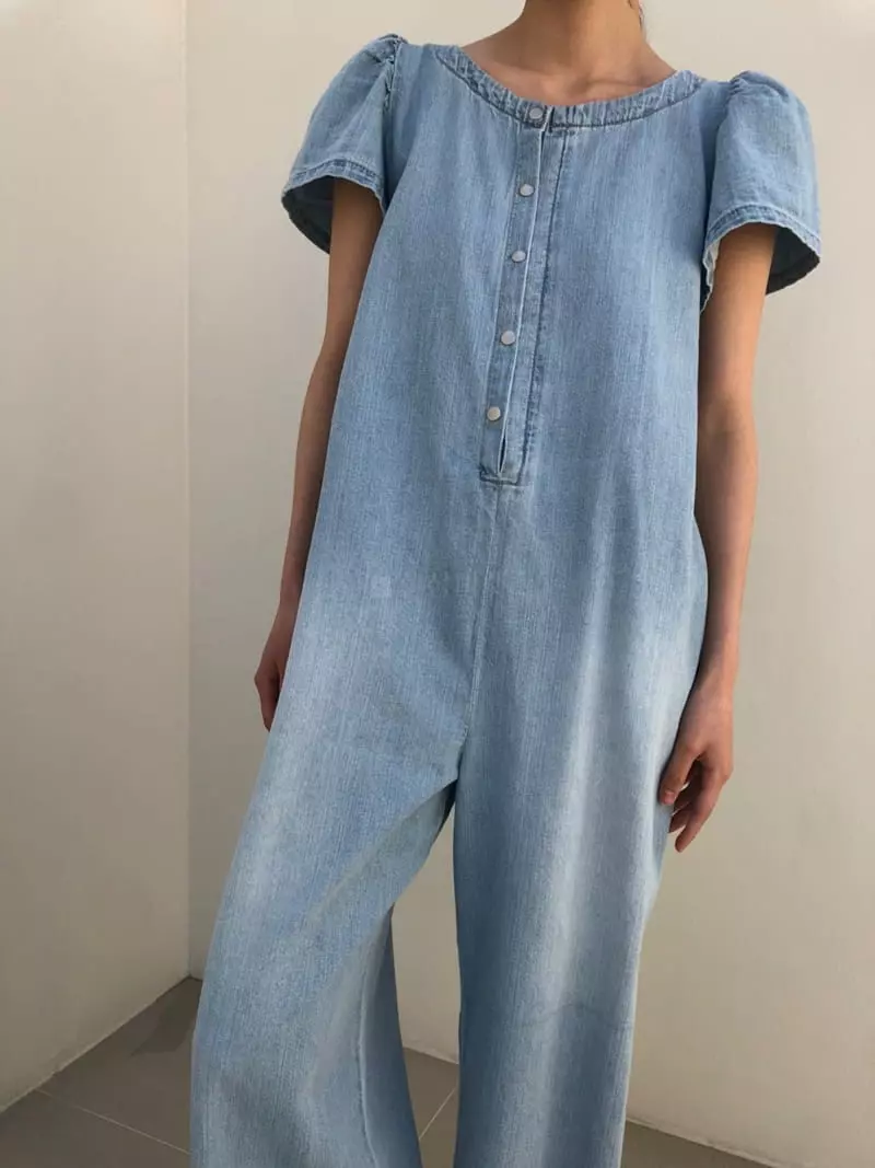 Matilda - Korean Women Fashion - #momslook - Denim Bodysuit - 4