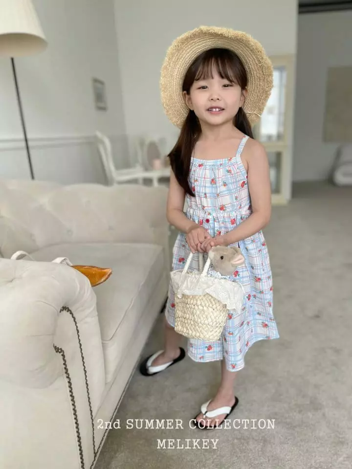 Melikey - Korean Children Fashion - #childofig - Flower Check String One-piece - 6