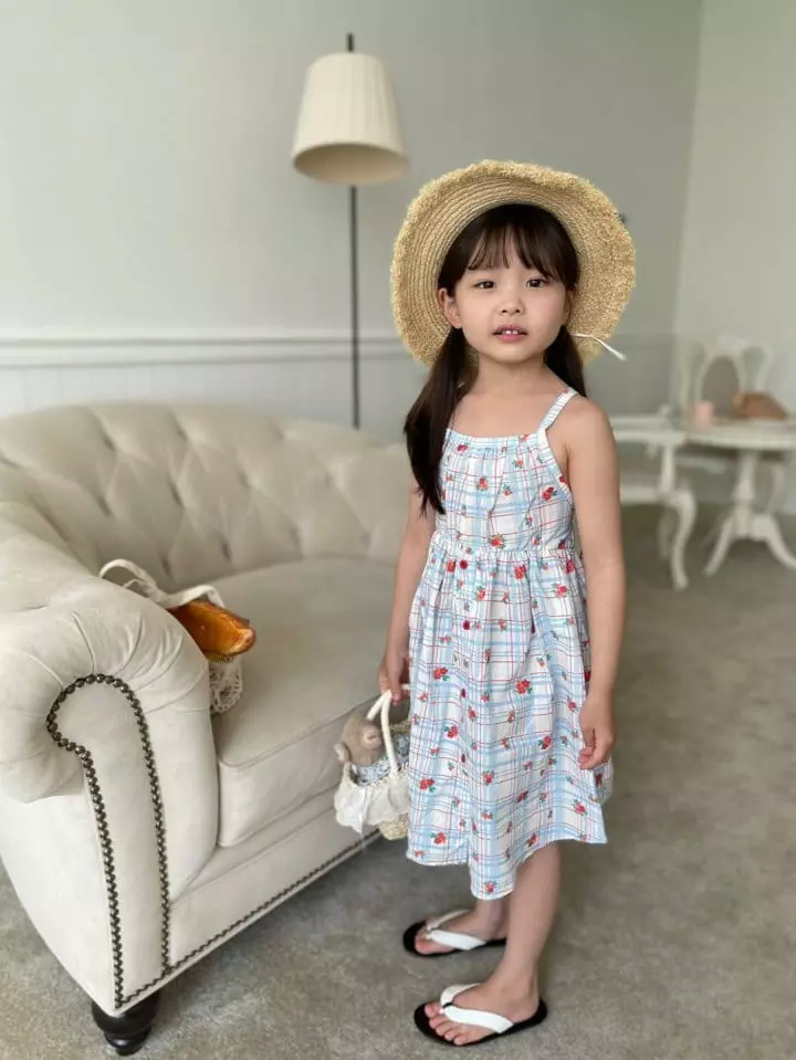 Melikey - Korean Children Fashion - #childofig - Flower Check String One-piece - 7