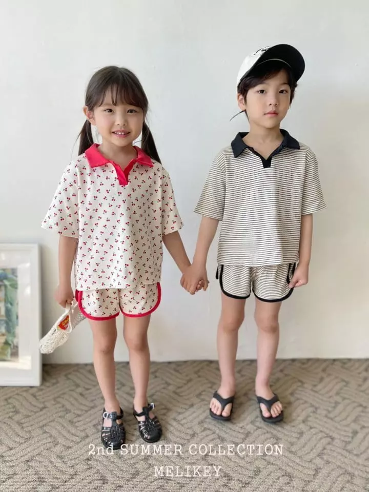 Melikey - Korean Children Fashion - #designkidswear - Waffle Collar Top Bottom Set