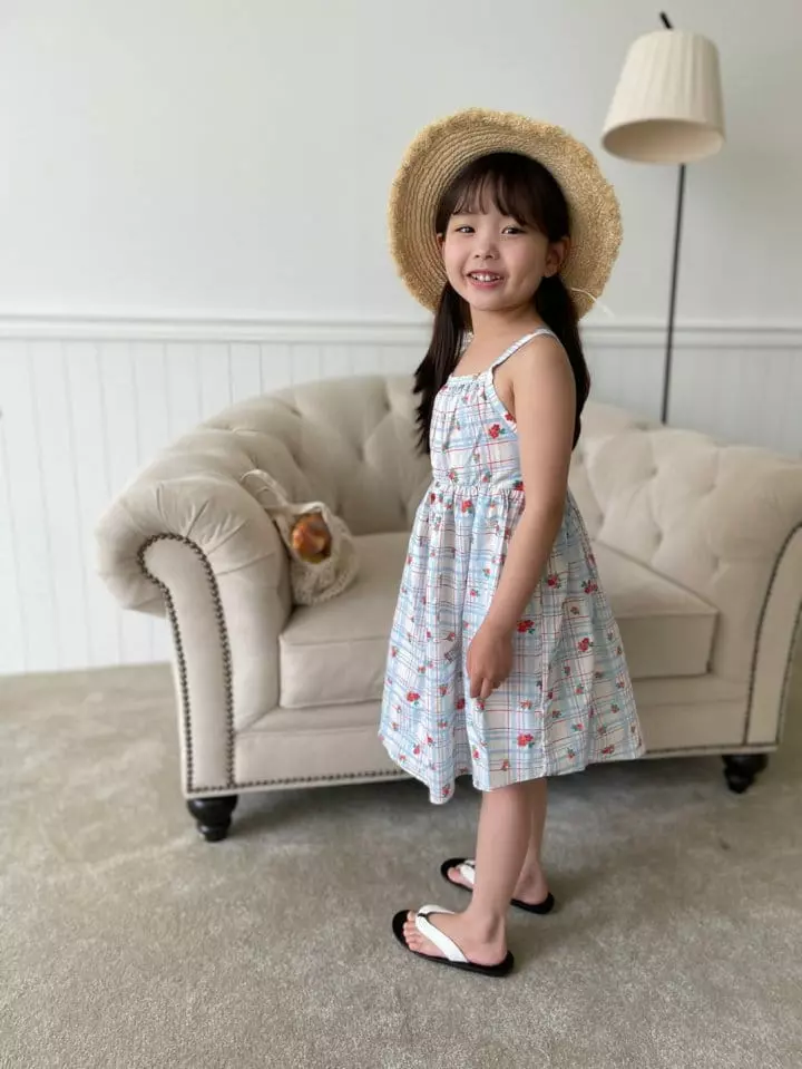 Melikey - Korean Children Fashion - #discoveringself - Flower Check String One-piece - 10