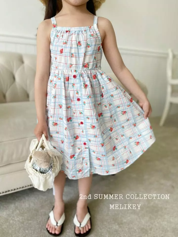 Melikey - Korean Children Fashion - #kidsshorts - Flower Check String One-piece - 12