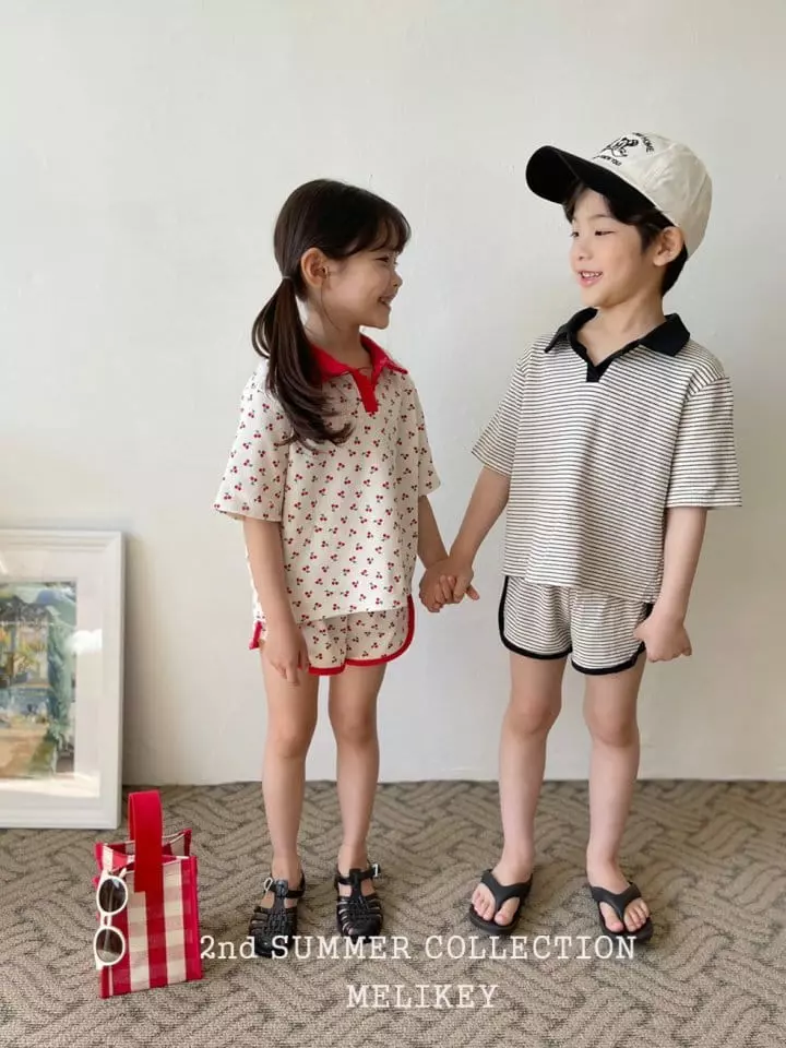 Melikey - Korean Children Fashion - #fashionkids - Waffle Collar Top Bottom Set - 4