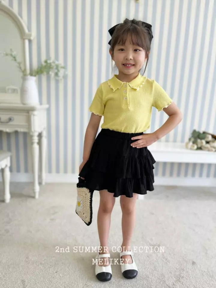 Melikey - Korean Children Fashion - #kidsshorts - Point Collar Tee - 12