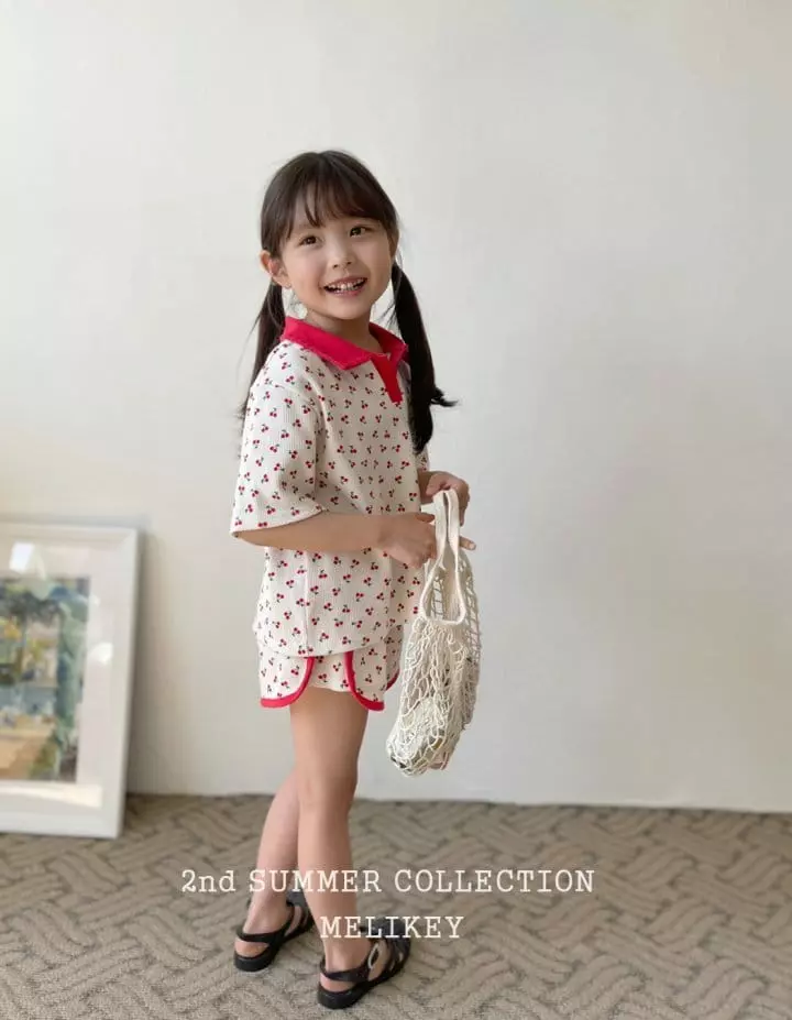 Melikey - Korean Children Fashion - #kidsstore - Waffle Collar Top Bottom Set - 5