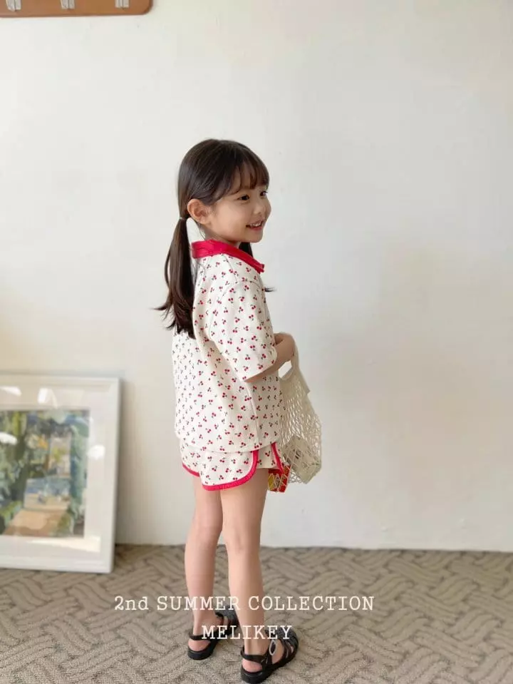 Melikey - Korean Children Fashion - #kidzfashiontrend - Waffle Collar Top Bottom Set - 6