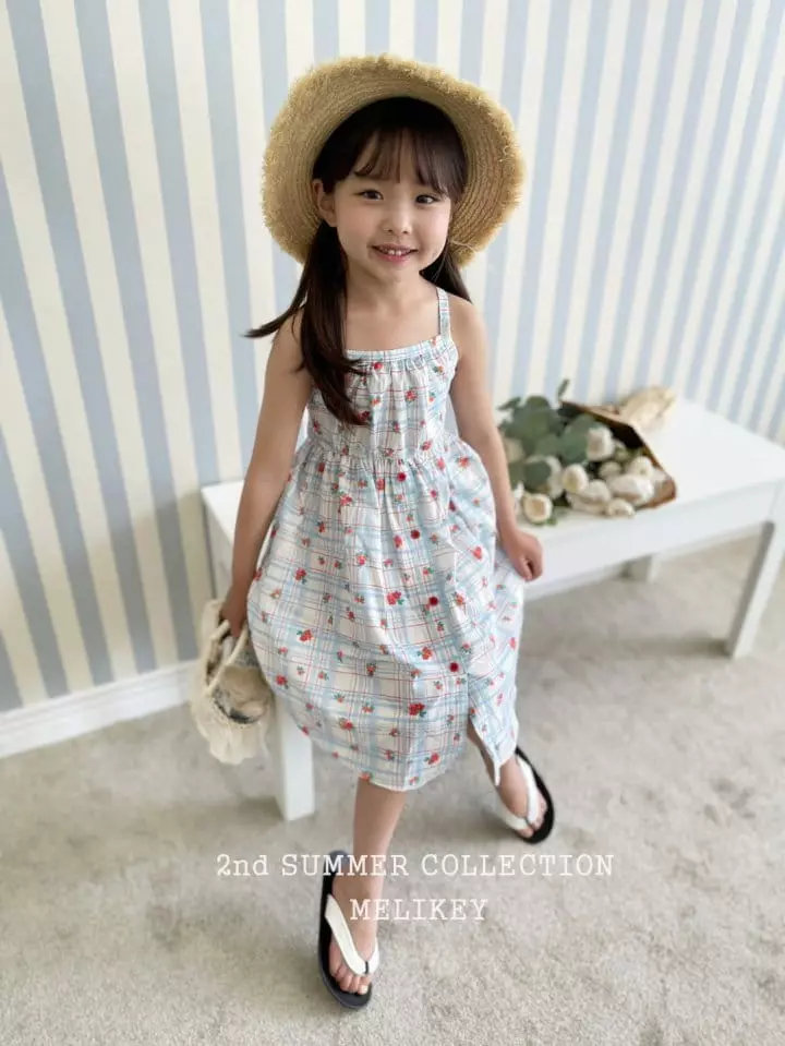 Melikey - Korean Children Fashion - #magicofchildhood - Flower Check String One-piece - 3