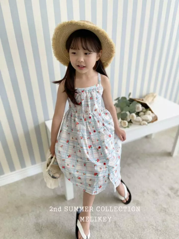 Melikey - Korean Children Fashion - #magicofchildhood - Flower Check String One-piece - 4