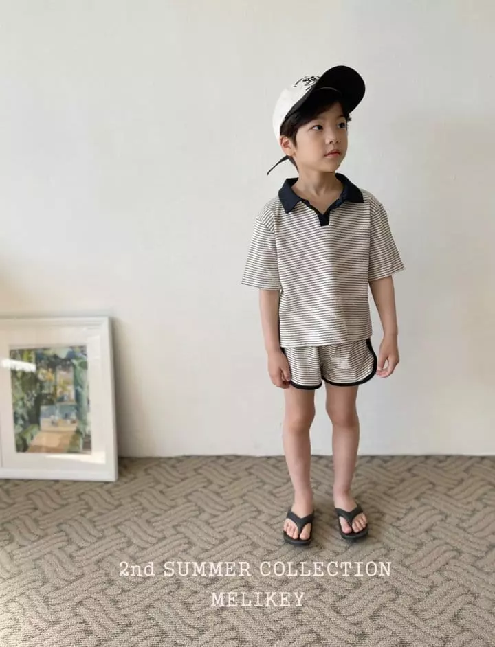 Melikey - Korean Children Fashion - #todddlerfashion - Waffle Collar Top Bottom Set - 12