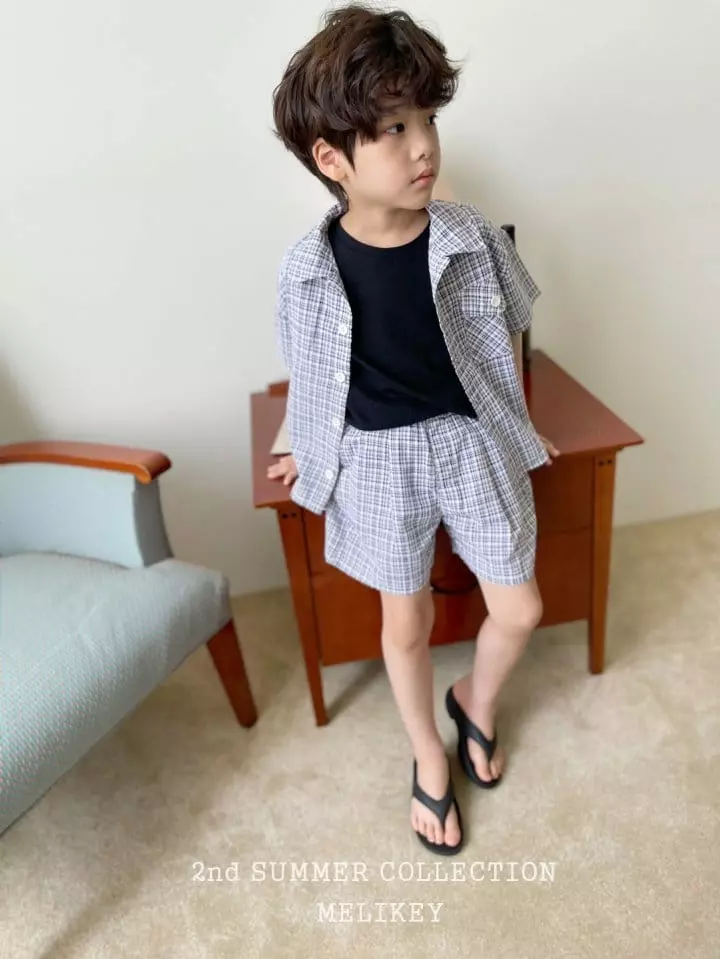Melikey - Korean Children Fashion - #todddlerfashion - Check Wrinkle Shorts - 7