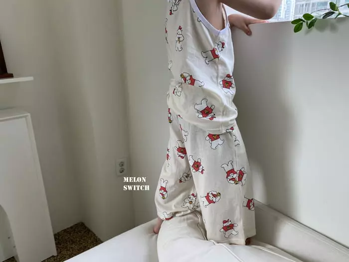Melon Switch - Korean Children Fashion - #Kfashion4kids - Picnic Bear Sleeveless Top Bottom Set - 3