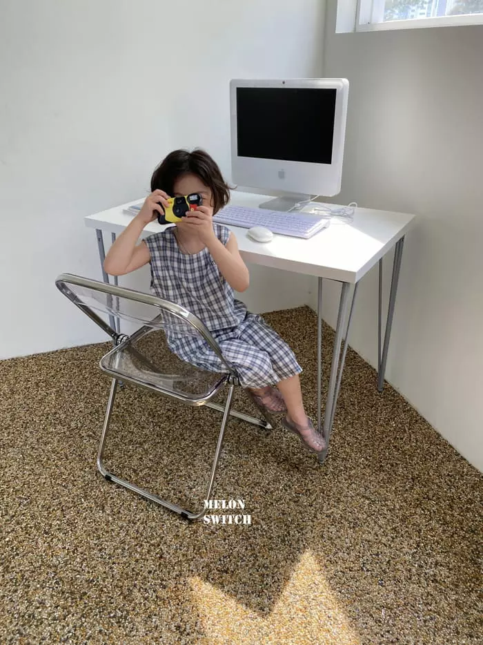Melon Switch - Korean Children Fashion - #childofig - Check Cookie Sleeveless Top Bottom Set - 12