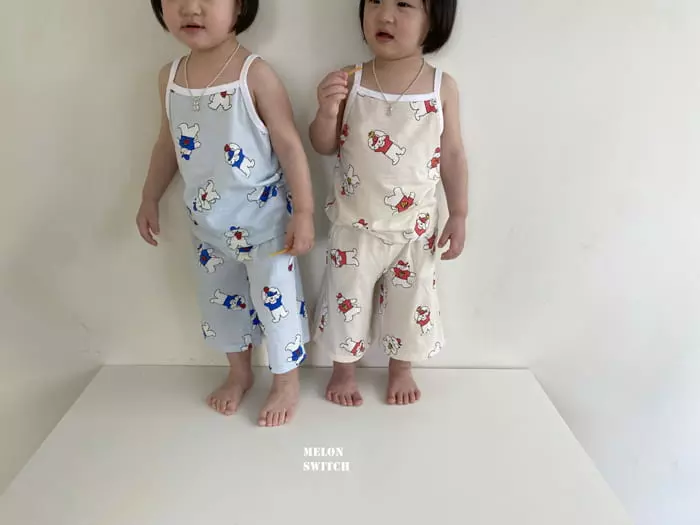 Melon Switch - Korean Children Fashion - #childofig - Picnic Bear Sleeveless Top Bottom Set - 11