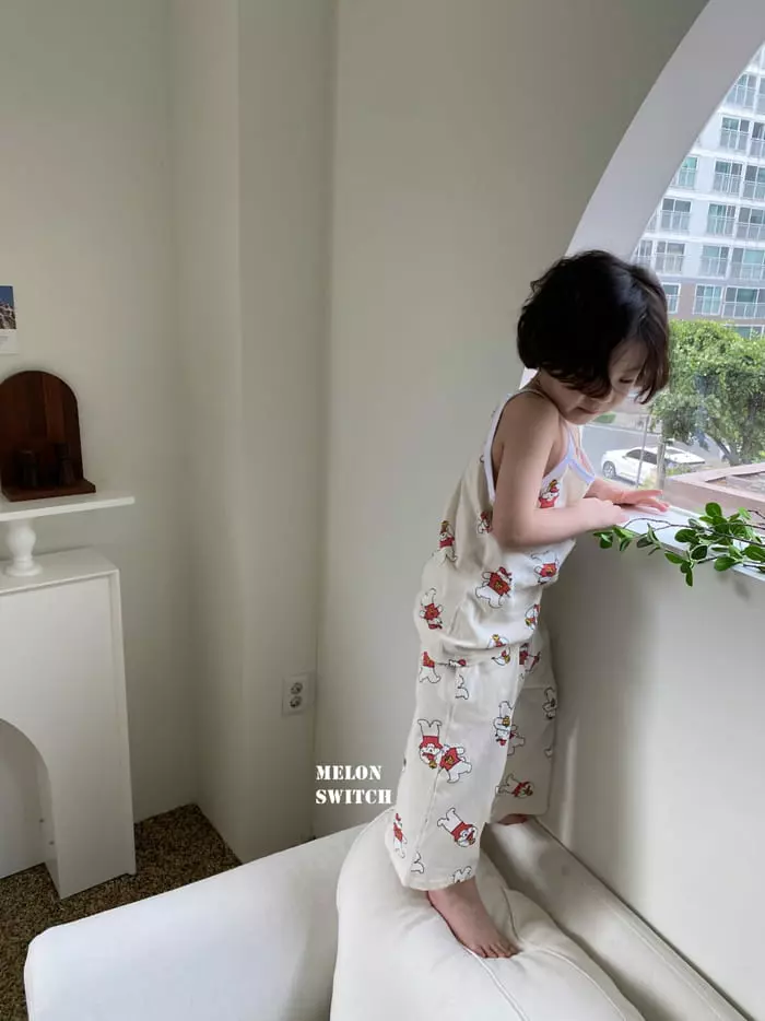 Melon Switch - Korean Children Fashion - #kidsstore - Picnic Bear Sleeveless Top Bottom Set