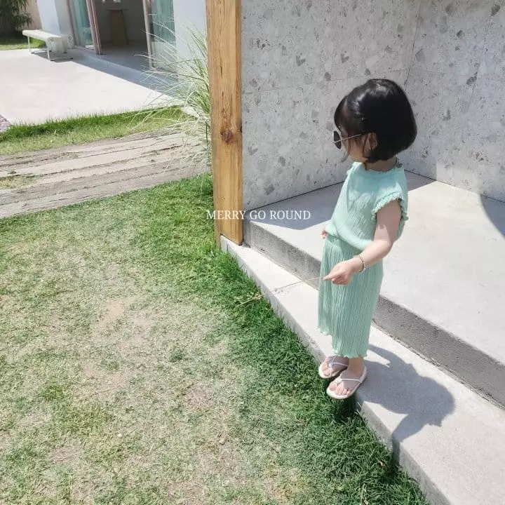 Merry Go Round - Korean Children Fashion - #childrensboutique - Pastel Wrinkle Top Bottom Set