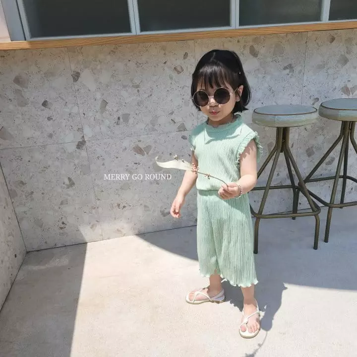 Merry Go Round - Korean Children Fashion - #discoveringself - Pastel Wrinkle Top Bottom Set - 4