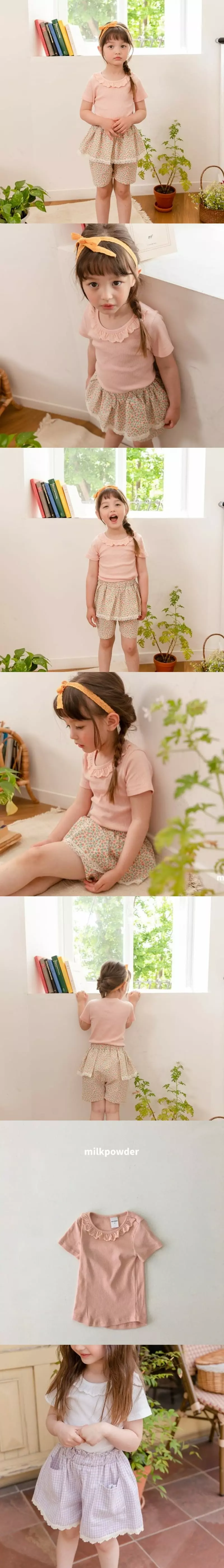 Milk Powder - Korean Children Fashion - #kidsshorts - Rose Tee