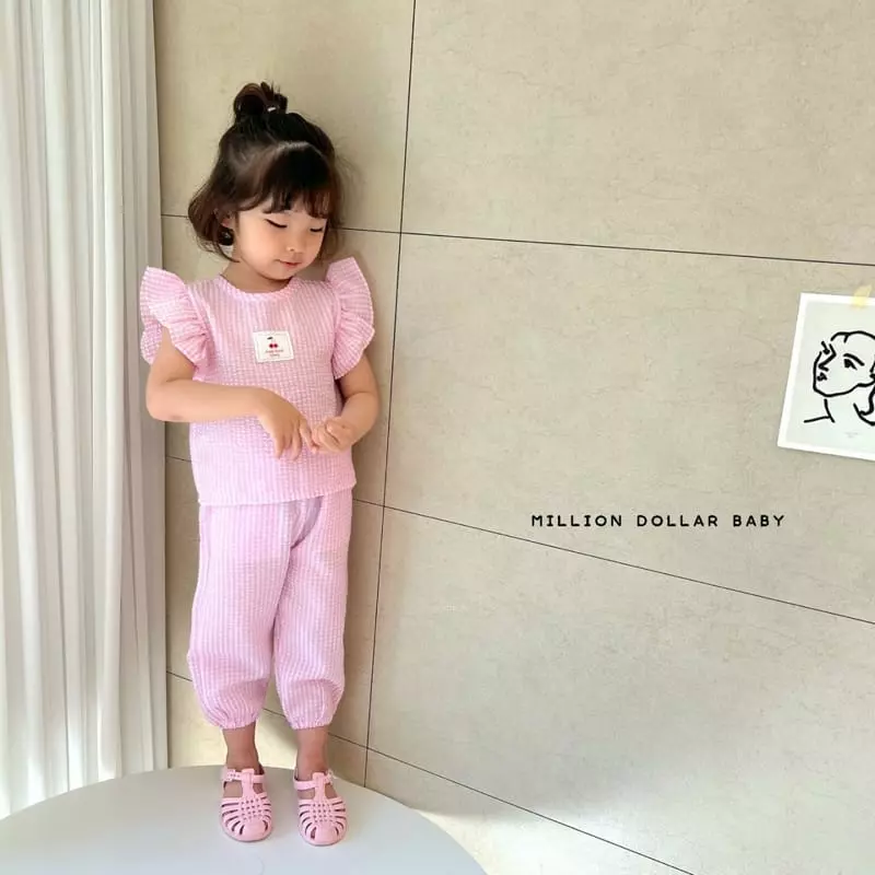 Million Dollar Baby - Korean Children Fashion - #fashionkids - Cherry Top Bottom Set - 4