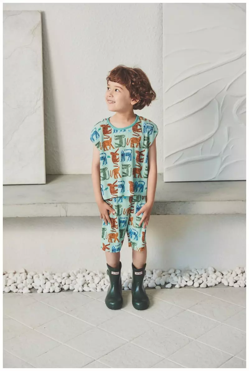 Mimico - Korean Children Fashion - #fashionkids - Leopard Wrinkle Top Bottom Set