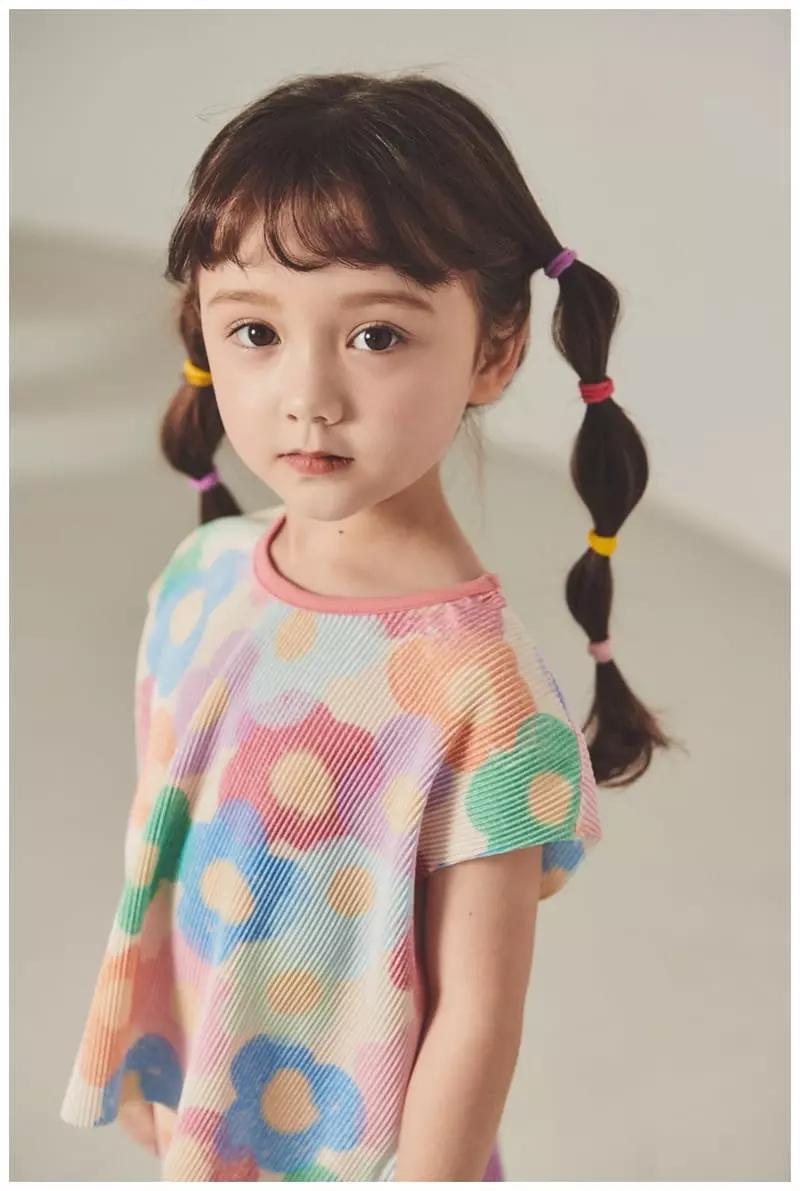 Mimico - Korean Children Fashion - #kidzfashiontrend - Flower Wrinkle Top Bottom Set - 5