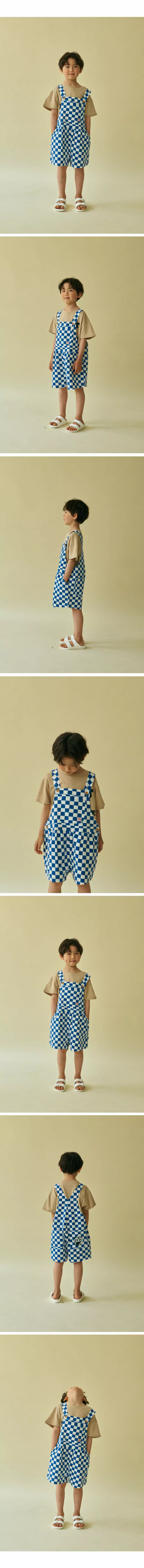 Mini Ps Market - Korean Children Fashion - #prettylittlegirls - Check Board Woven Overalls Shorts - 3