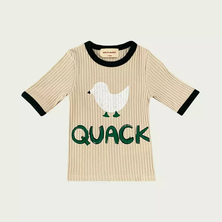 Mini Ps Market - Korean Children Fashion - #todddlerfashion - Duck Printing Short Sleeves Tee - 2