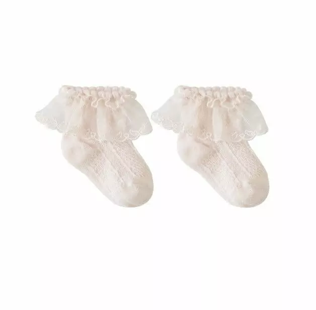 Miso - Korean Baby Fashion - #babyclothing - Butterfly Lace Socks - 2
